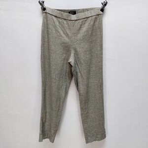 Theory Basic Pull On Pants Women's 6 Grey Linen Blend Tapered Poetcore Luxury